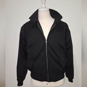 Men's Black Zip-Up Mod Harrington Bomber Jacket.